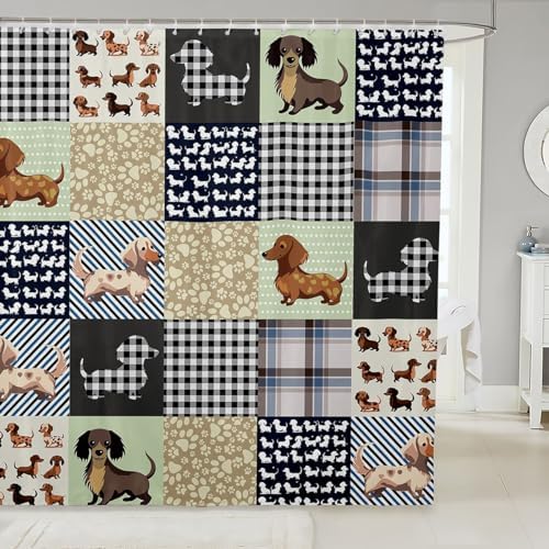 Feelyou Sausage Dog Bath Curtain 72x72 Kids Bathroom Decor