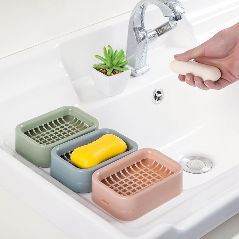 Square Soap Box with Removable Drainer Lid - Red Waterproof Compact Storage Case