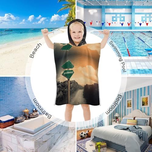 Kids Hooded Beach Towel with Road Print