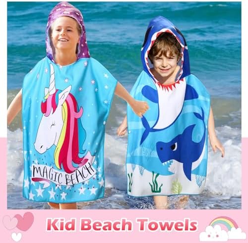 Oudain 6 Pcs Hooded Bath Towels for Kids 1