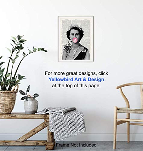 Queen Elizabeth Blowing Bubbles Funny Wall Art Print 8x10