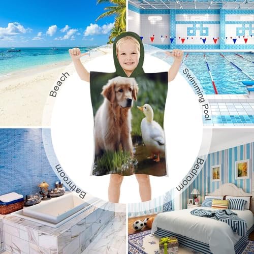 Dog And A Duck Kids Bath Towel with Hood