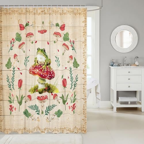 Feelyou Frog Bath Curtain 72x78 Mushroom Design