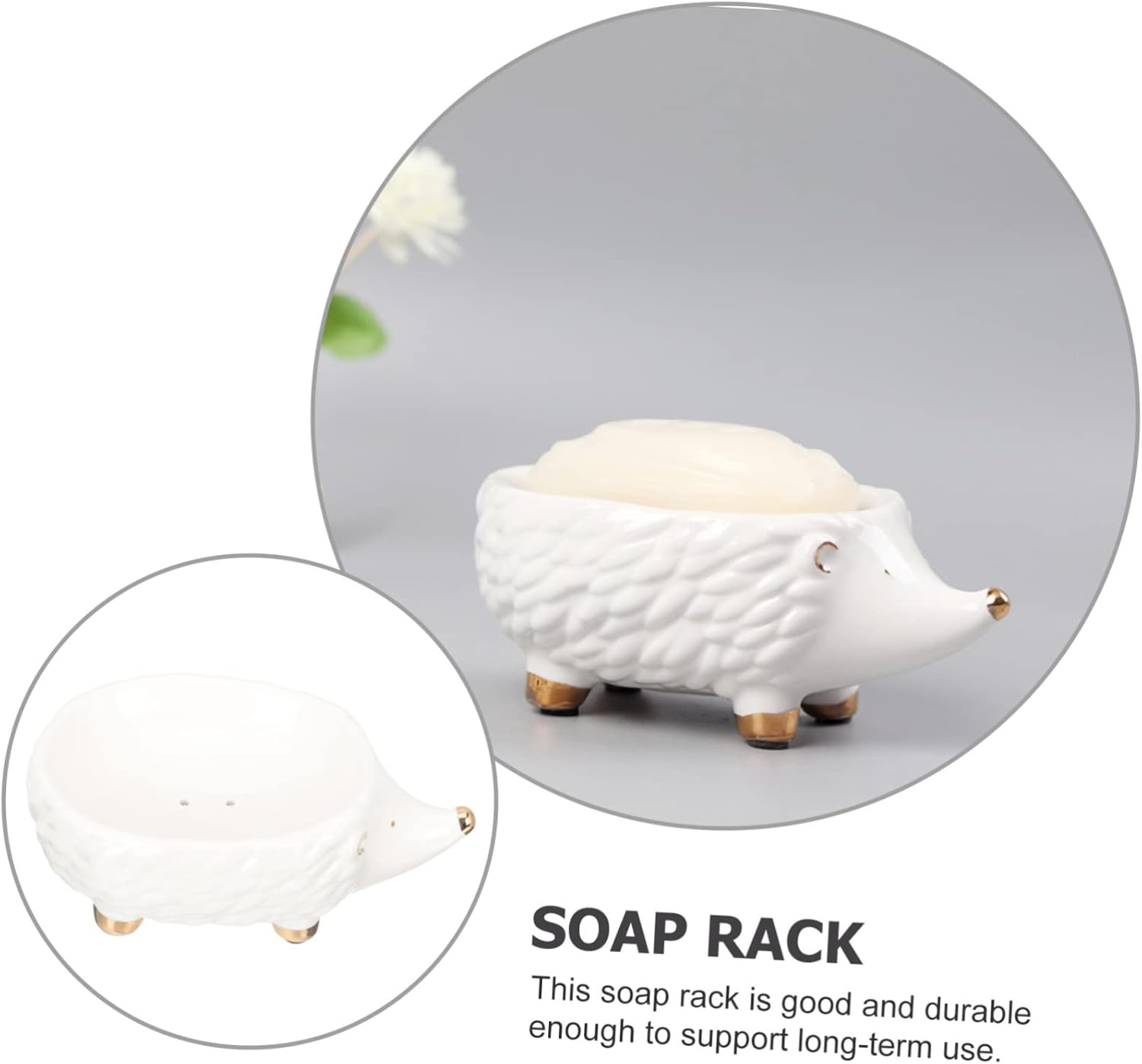 Ceramic Hedgehog Soap Holder for Bathroom Decor