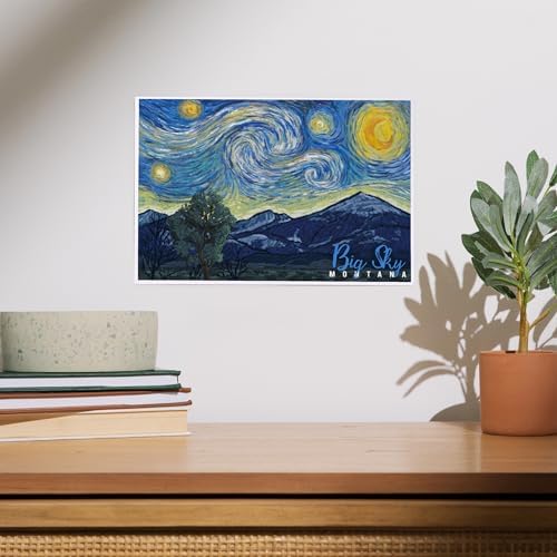 Lantern Press 8x12 Art Print Big Sky Montana Starry Night