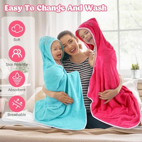 2 Pcs Princess Hooded Bath Towels for Kids