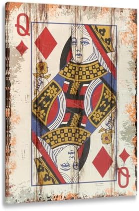 Treeperi Poker Canvas Wall Art Print Queen of Diamonds Decor