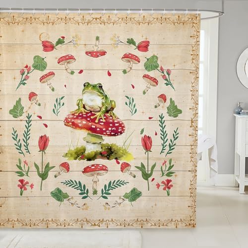 Feelyou Frog Bath Curtain 72x78 Mushroom Design