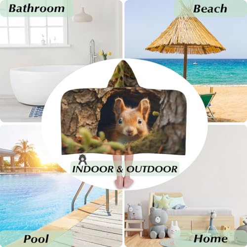 Pardick Kids Bath Towel Squirrel Hooded Pool Cover Up for Toddlers
