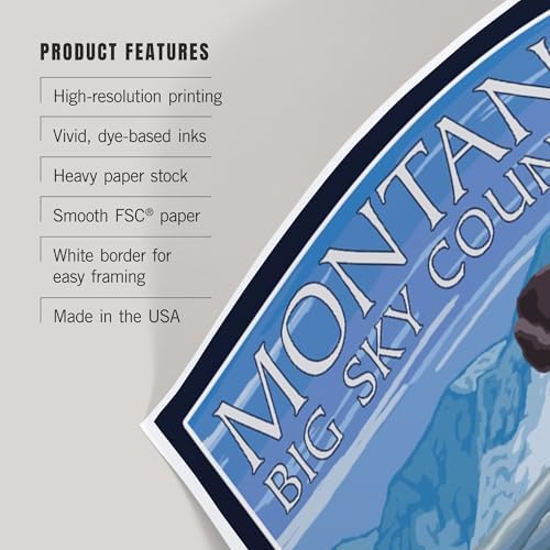 Lantern Press 8x12 Art Print Montana Big Sky Country Skier Admiring 1