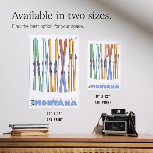 Lantern Press 8x12 Art Print Skis in Snow Big Sky Montana