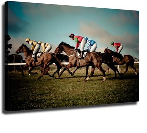 Horse Racing Equestrian Canvas Poster Framed Wall Art 20x30inch