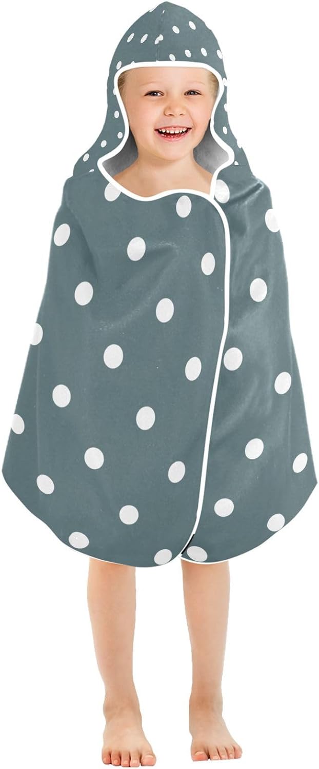 GAIGEO White Polka Dots Kids Beach Towel