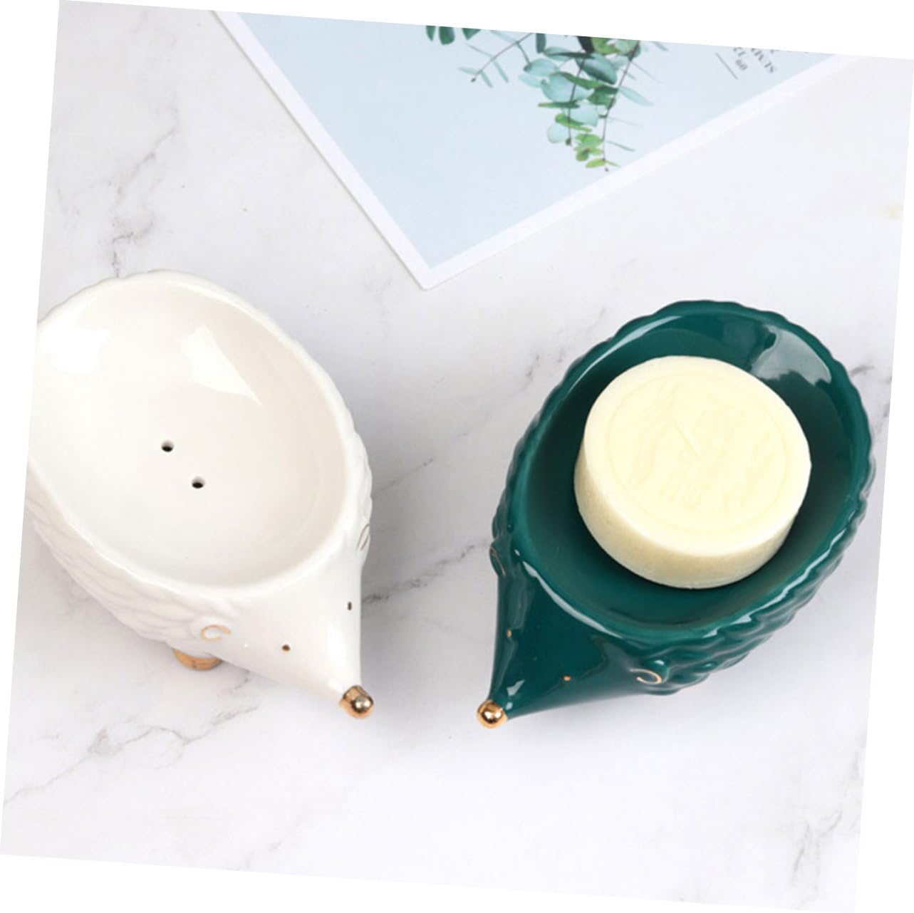 Cute Hedgehog Ceramic Soap Holder for Bathroom and Kitchen
