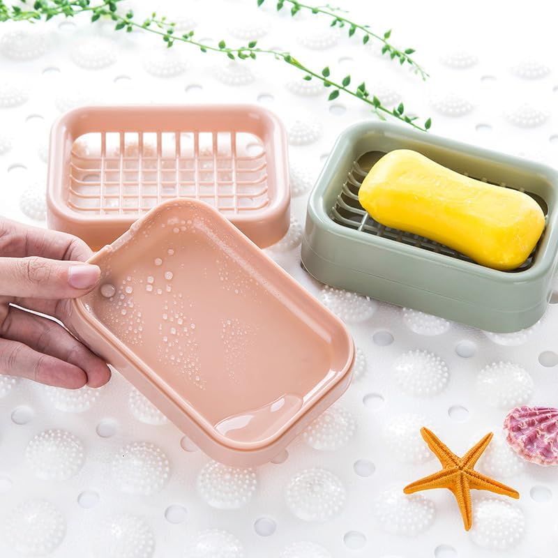 Square Soap Box with Removable Drainer Lid - Red Waterproof Compact Storage Case