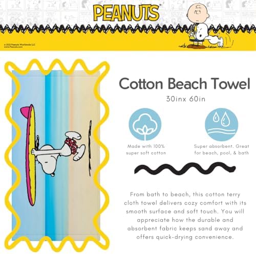 Franco Collectibles Peanuts Snoopy Bath Towel 60x30 Inches
