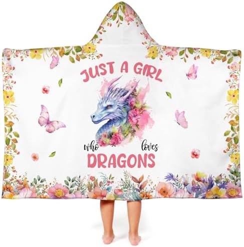 Dragon Hooded Bath Towels for Girls