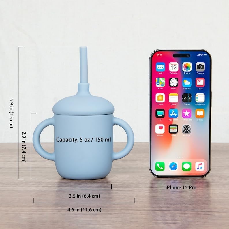 Personalized Engraved Silicone Sippy Cup 5oz for Baby Toddlers