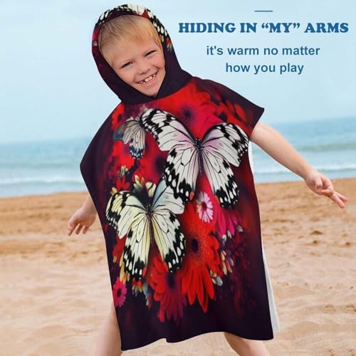Colorful Kids Hooded Towel with Butterflies