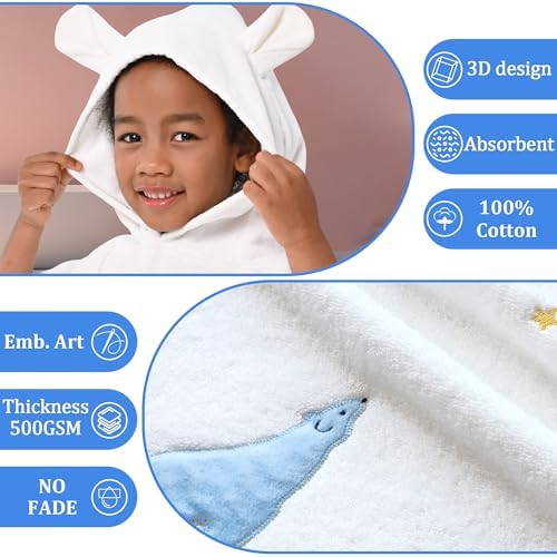 VOOVA MOVAS White Toddler Towel Set with Hood - 3-6 Years