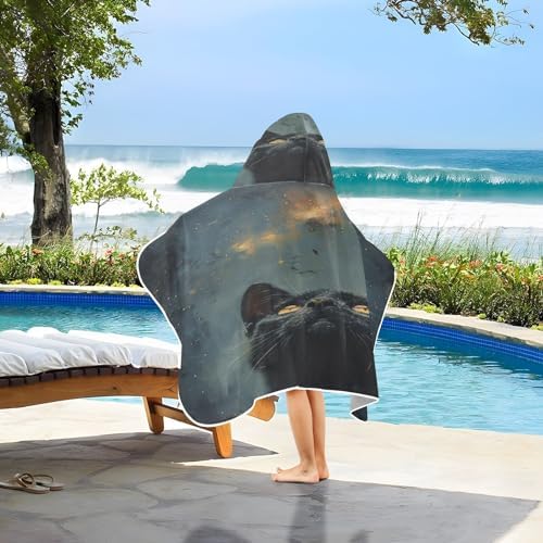 Cat Starry Sky Hooded Towel for Kids