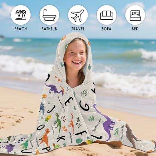 Dinosaur Hooded Beach Towel for Kids 30x50