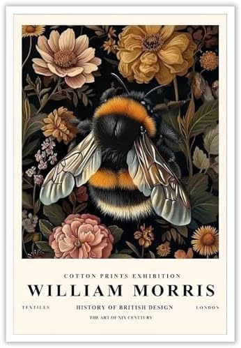 Retro Floral Wasp Poster 16x24in Unframed