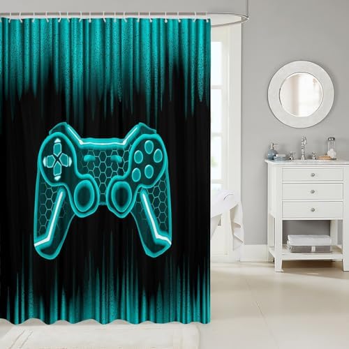 Feelyou Gamer Shower Curtain 72x72 Kids Game Controller Bath Set