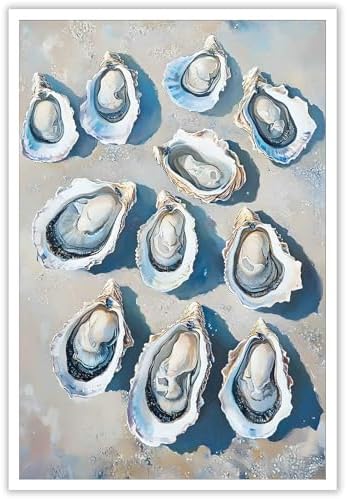 Retro Simple Oyster Poster 12x16in Unframed