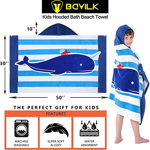 Bavilk Kids Hooded Bath Towel with Cartoon Animal Print