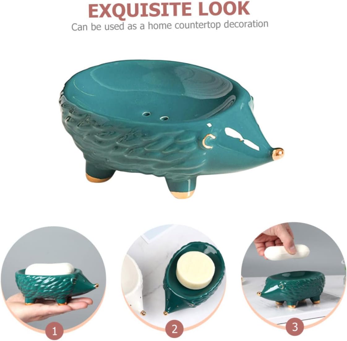 Elegant Nordic Ceramic Soap Holder with Cartoon Hedgehog Design