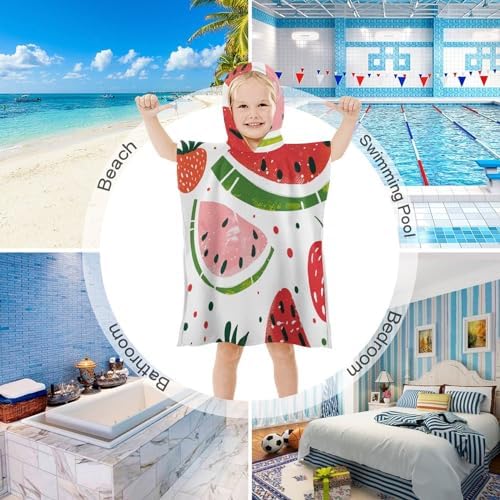 Bright Coral Red Kids Hooded Bath Towel