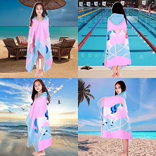 Kids Bath Towels with Hooded Design and Cute Cartoon Pattern