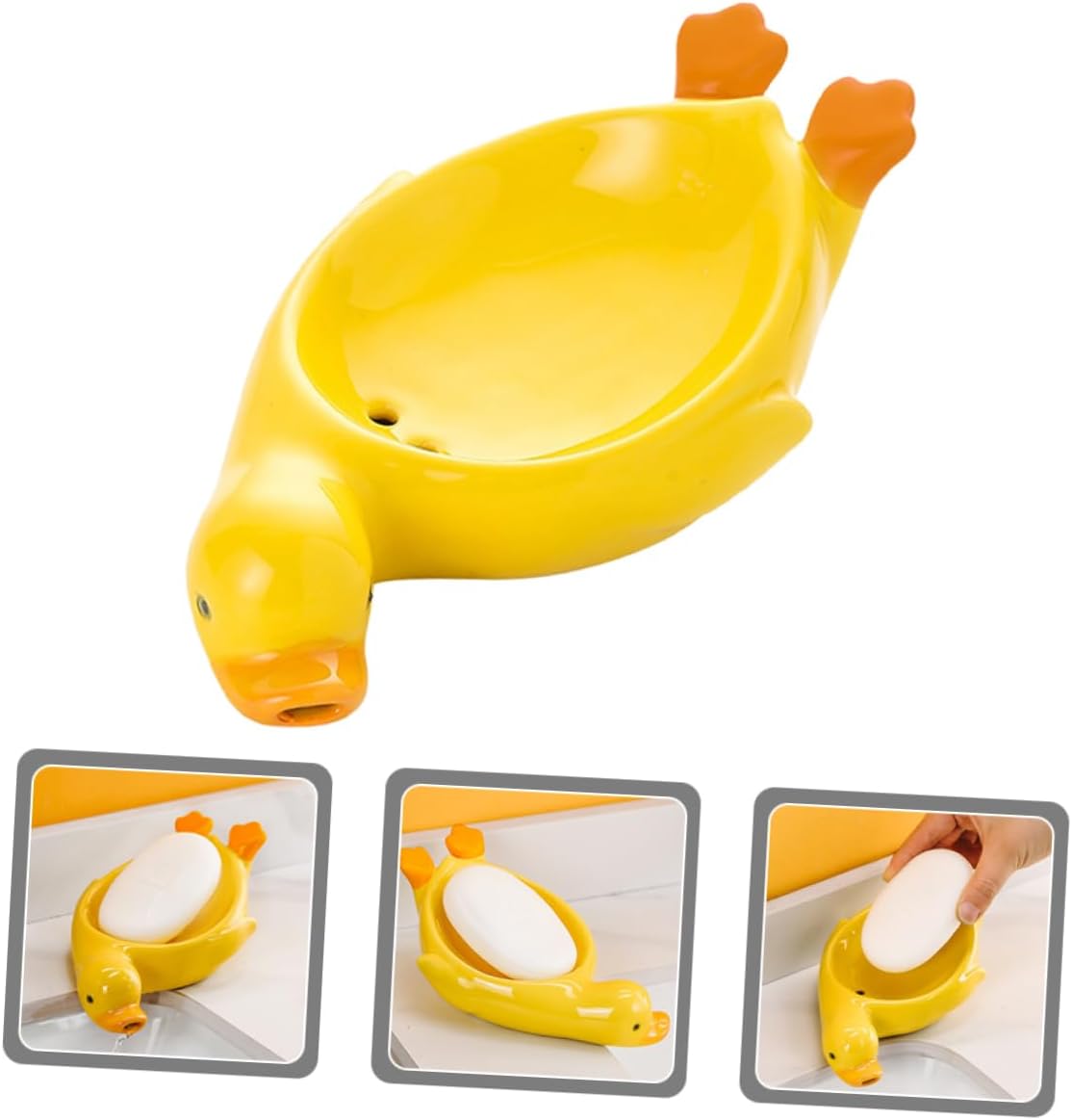 Ciieeo Decorative Ceramic Soap Holder Duck for Bathroom
