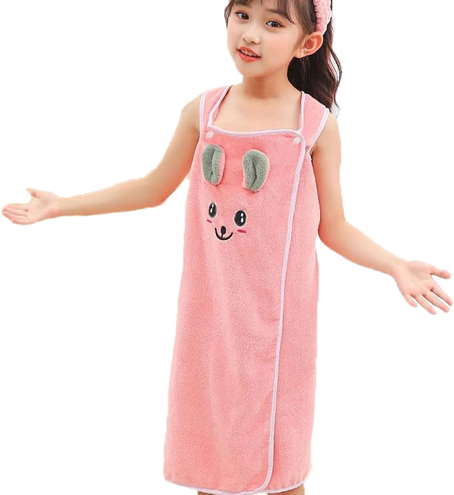 PURFUN Girls Beach Towel Wrap with Cartoon Rabbit
