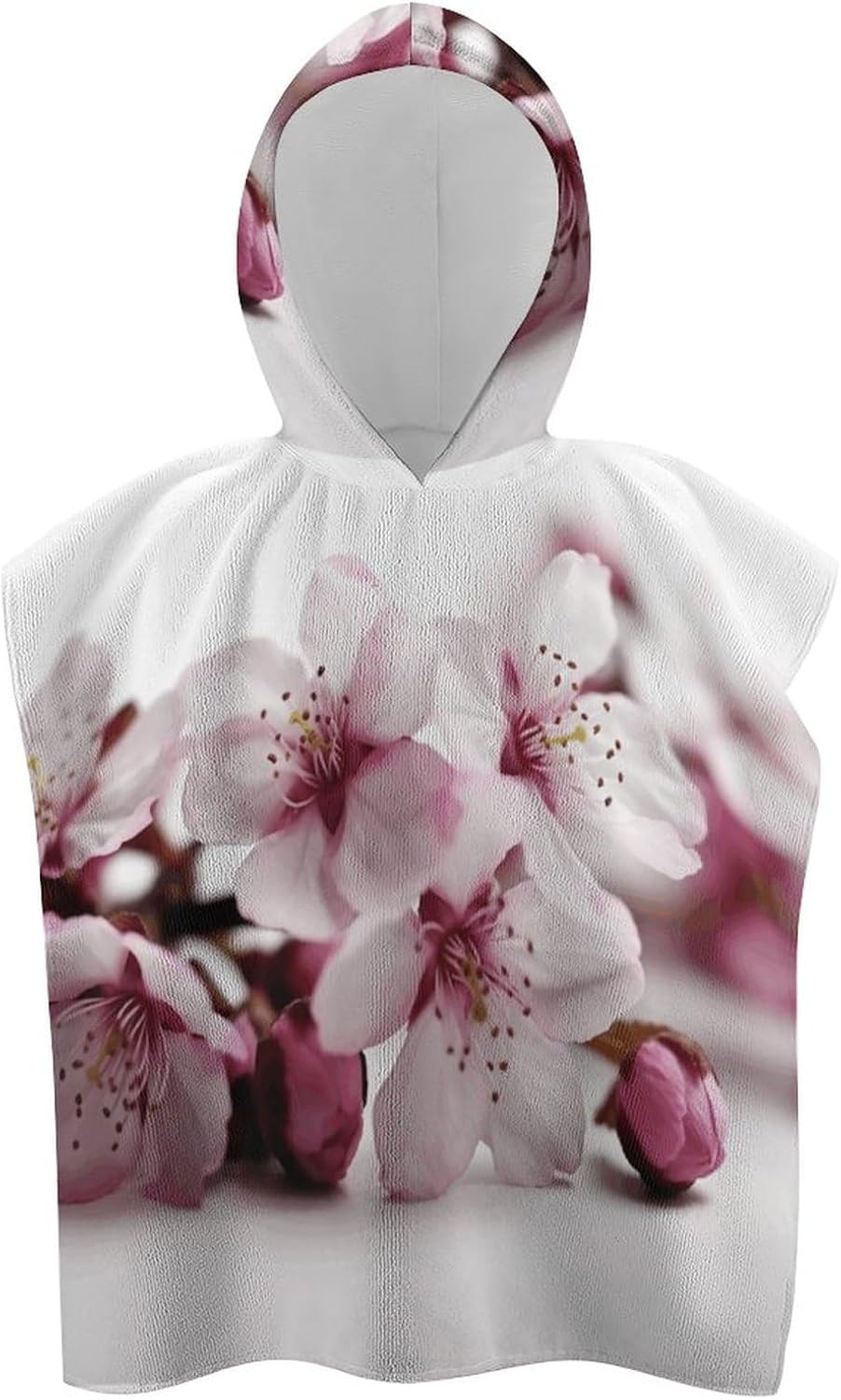 Peach Flower Printed Kids Hooded Beach Towel