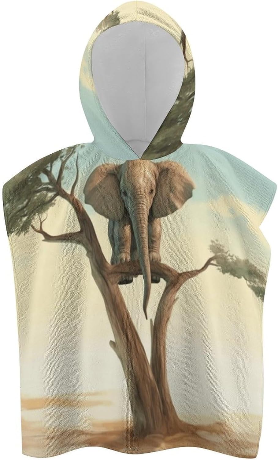 Kids Hooded Beach Towel with Elephant Print