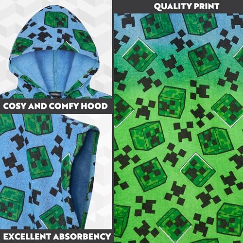 Minecraft Hooded Kids Bath Towel Poncho