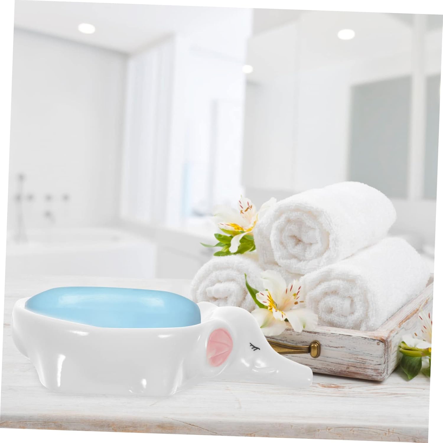 Cute Elephant Ceramic Soap Dish Holder