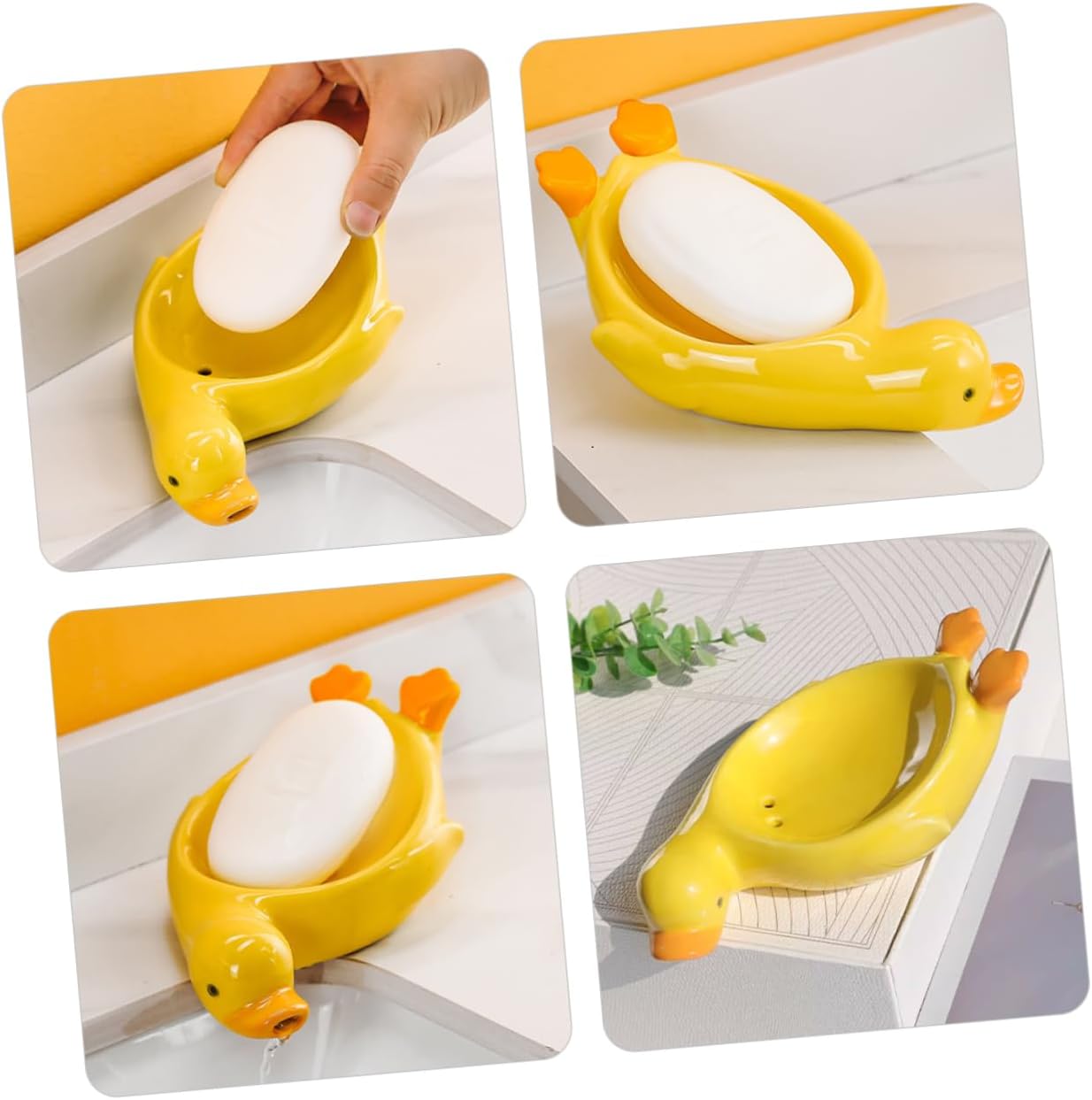 Ciieeo Decorative Ceramic Soap Holder Duck for Bathroom