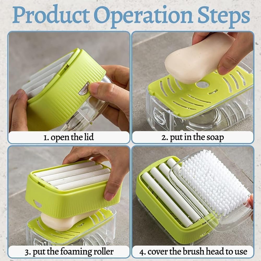 Yellow Soap Box Roller with Foaming Brush and Drainage Case