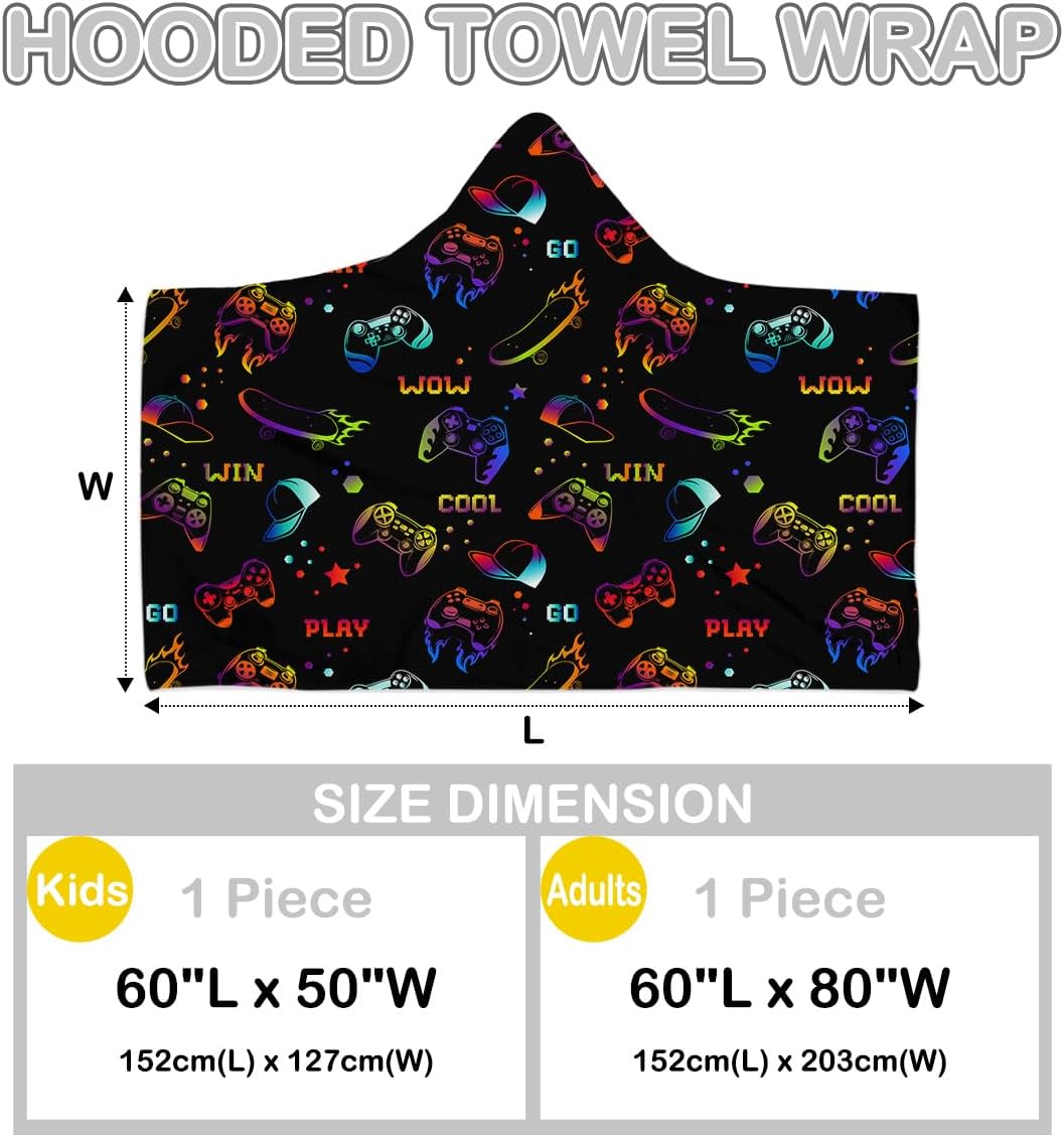 Sleepwish Kids Neon Gamer Beach Towel with Hood