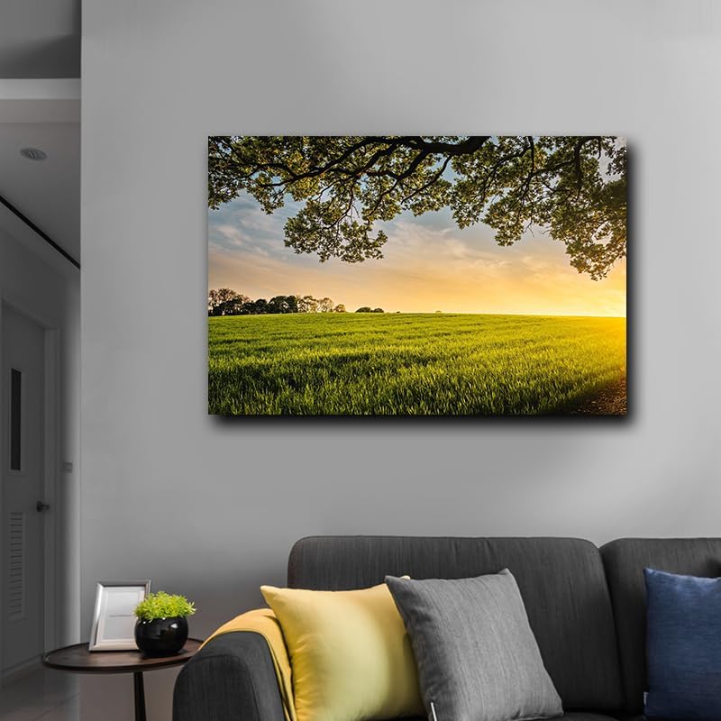Generic Deep Horizon Green Eden Pasture Canvas Wall Art