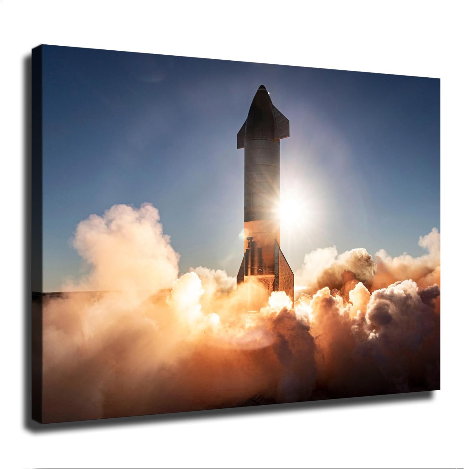 SpaceX Starship Launch Poster Canvas Wall Art Print Framed 24x36inch