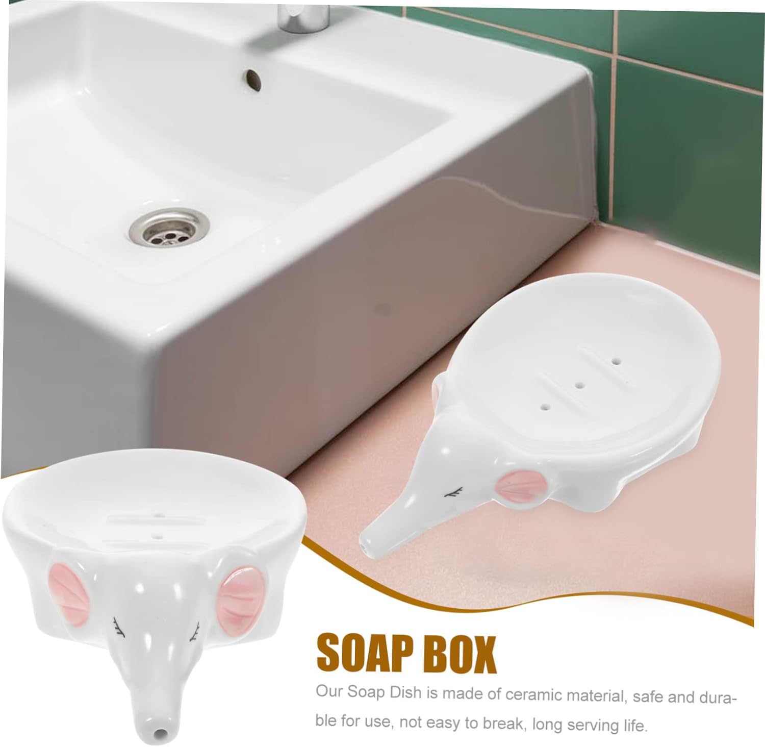 Ciieeo Ceramic Elephant Soap Holder with Drainage Holes