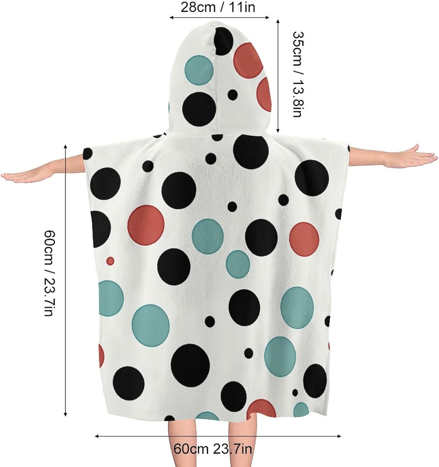 Kids Hooded Bath Towel with Polka Dot Print