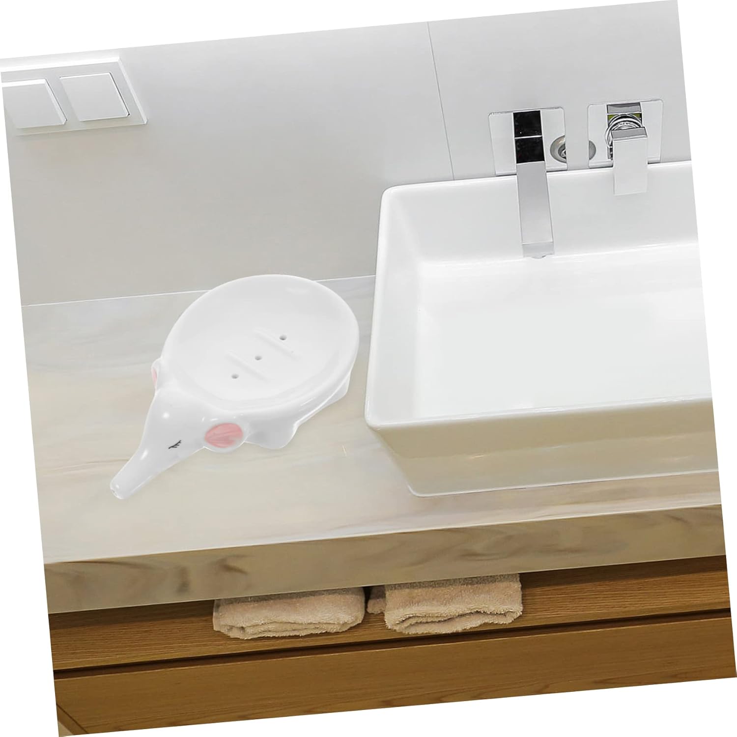 Ciieeo Ceramic Elephant Soap Holder with Drainage Holes