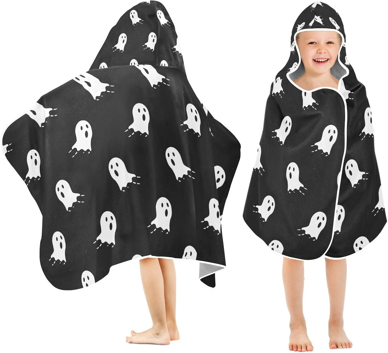 Halloween Ghost Kids Hooded Bath Towel for Boys Girls