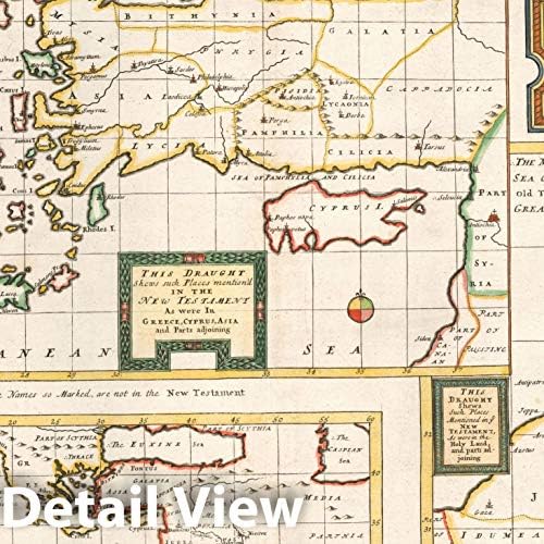Historic Map Showing New Testament Places 1712 Wall Art 30x24