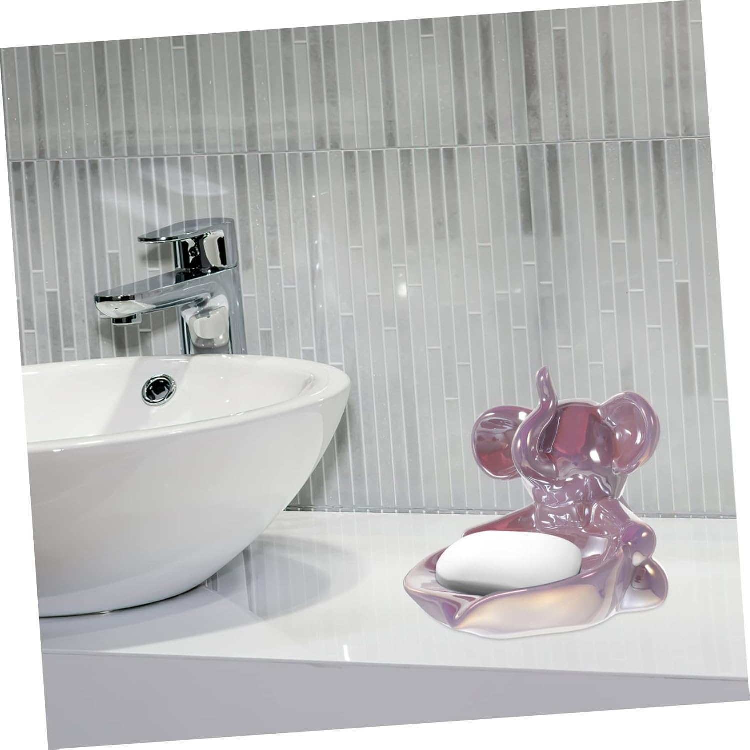Ciieeo Ceramic Soap Dish with Drainage for Kids
